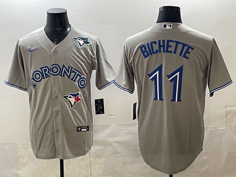 Men 2025 Toronto Blue Jays #11 Bichette Grey Game Nike MLB Jersey style 01->toronto blue jays->MLB Jersey